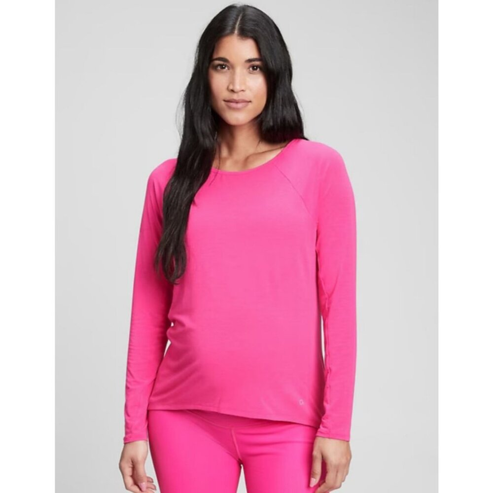 Gap Maternity Breathe Long Sleeve Tee Women's Size XL Regular in Fuschia - EUC!